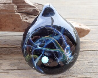 Heady glass pendant, Mother of the groom gift Smokey Galaxy Pendant Necklace, blown glass pendant heady, Space glass pendant Wedding Favors