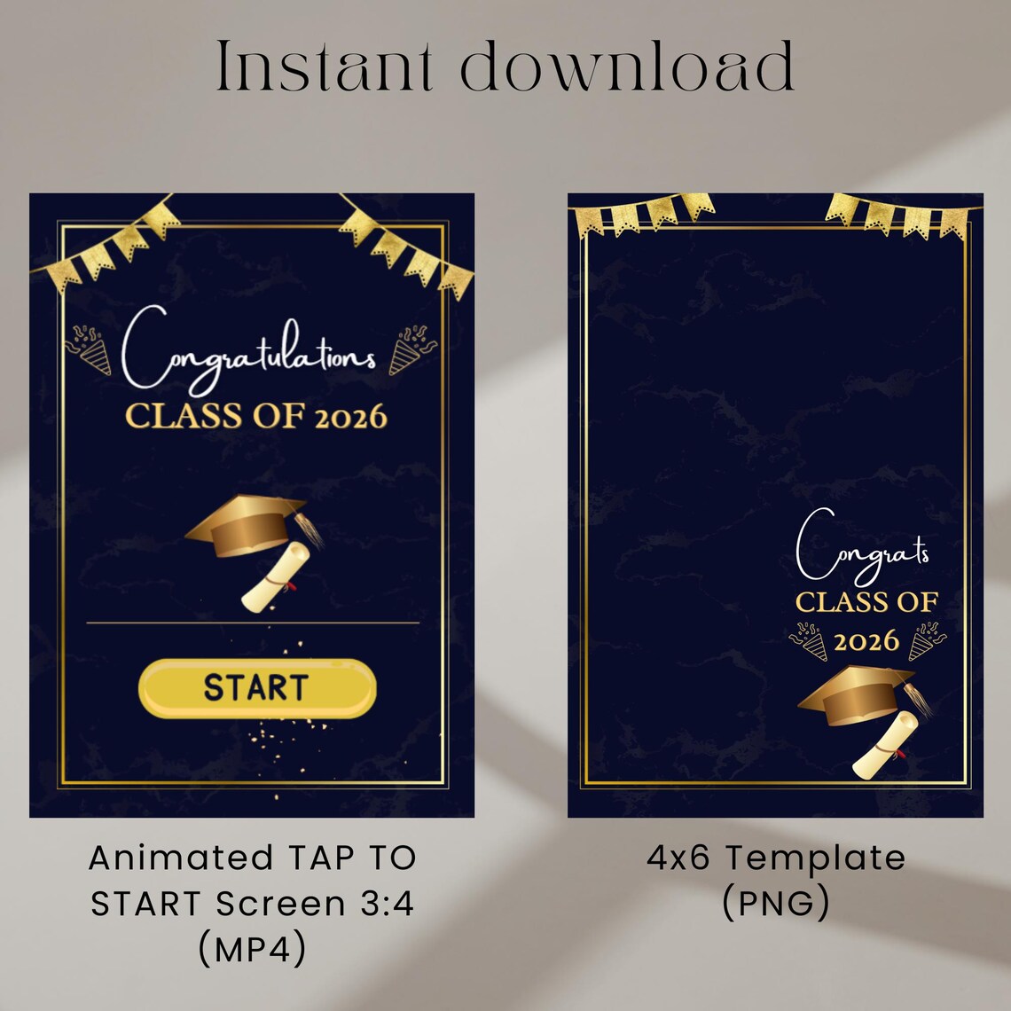 Tap to Start + 4x6 Photobooth Template | Graduation Photo Overlay ...