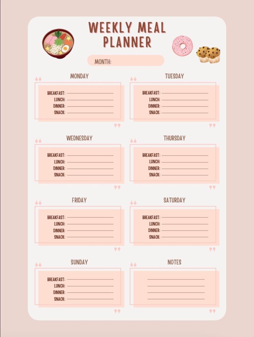 Weekly Meal Planner Printable | Simple Meal Planning Sheet | Printable ...