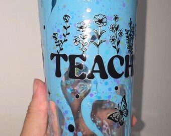 Teacher lava drip tumbler with glitter