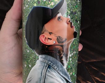 Chris Brown 16 oz dry glitter tumbler
