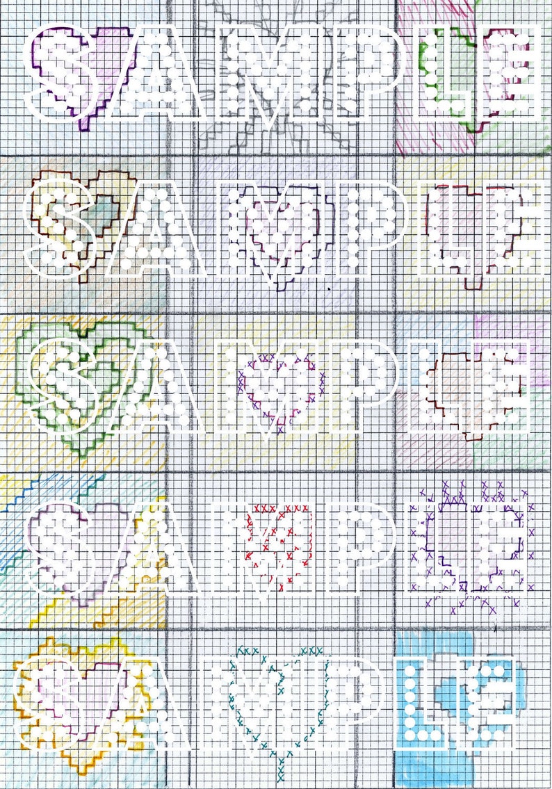 Hearts charts A knitting chart pdf to make YOUR OWN. Etsy