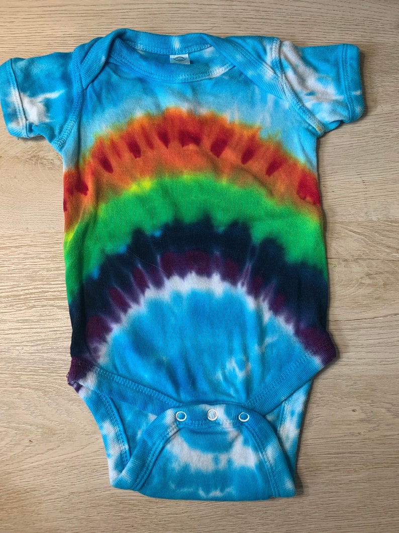 6 Month Baby Infant Rainbow Love Tie Dye Body Suit image 2