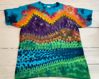 Kid's Youth XL Extra Large Sunrise Mountains Tie Dye Tee