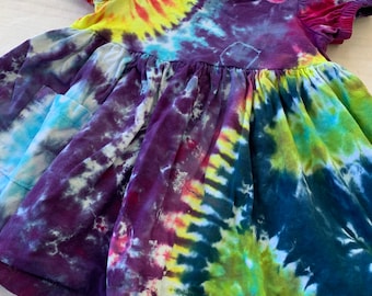 18 Month Baby Infant Girl Earth Love Tie Dye Peasant Ruffle Dress