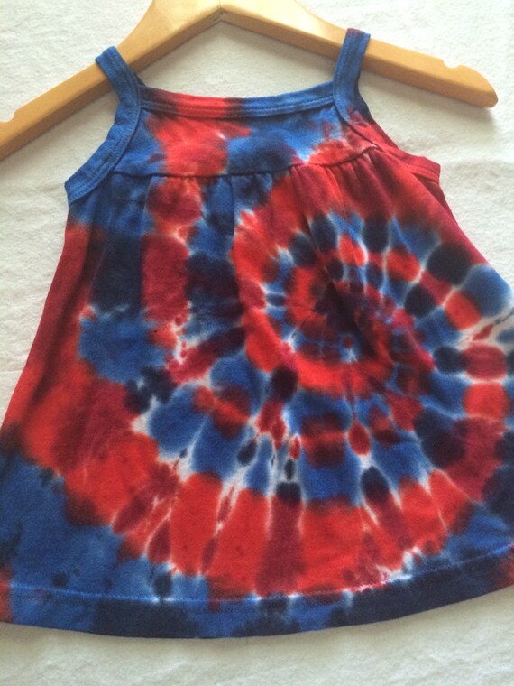 red white and blue tie dye dress