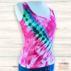 Upcycled Small Tie-Dye Tank Top - Hand-Dyed Ralph Lauren Cotton Shirt - Boho, Festival, Unique, Sustainable Fashion