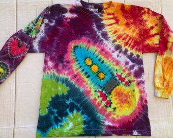 Kids XL Rocket Outer Space Tie Dye Long Sleeve Tee Shirt