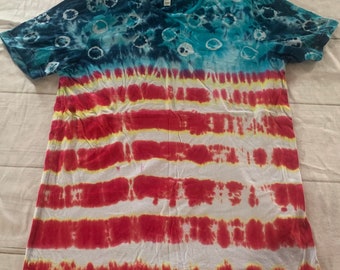 Adult Large USA 4th of July Dye Tee Shirt