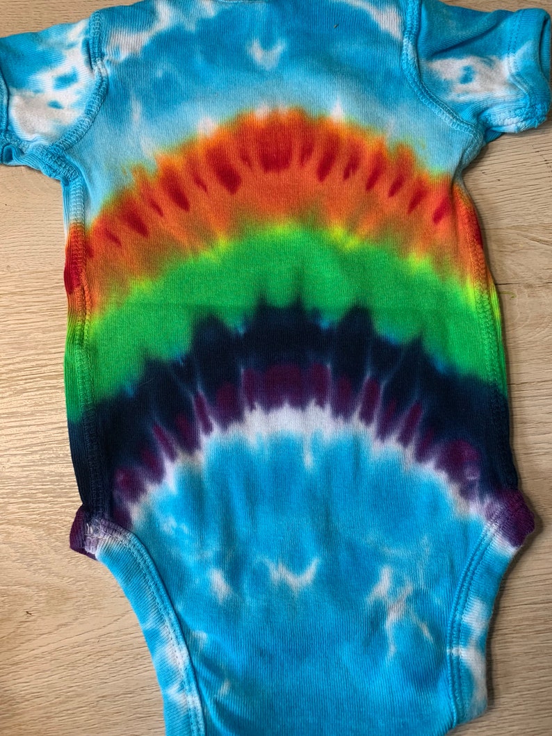 6 Month Baby Infant Rainbow Love Tie Dye Body Suit image 3