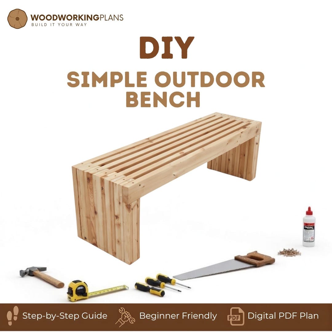 DIY Easy Outdoor Bench Plans Printable PDF - Etsy