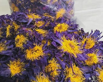 100 g de flores de loto azul egipcio secas / Nymphaea Caerulea para infusión, meditación y relajación.