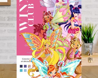 Livre de coloriage par numéros Winx Club Fairies, fichier numérique PDF et PNG
