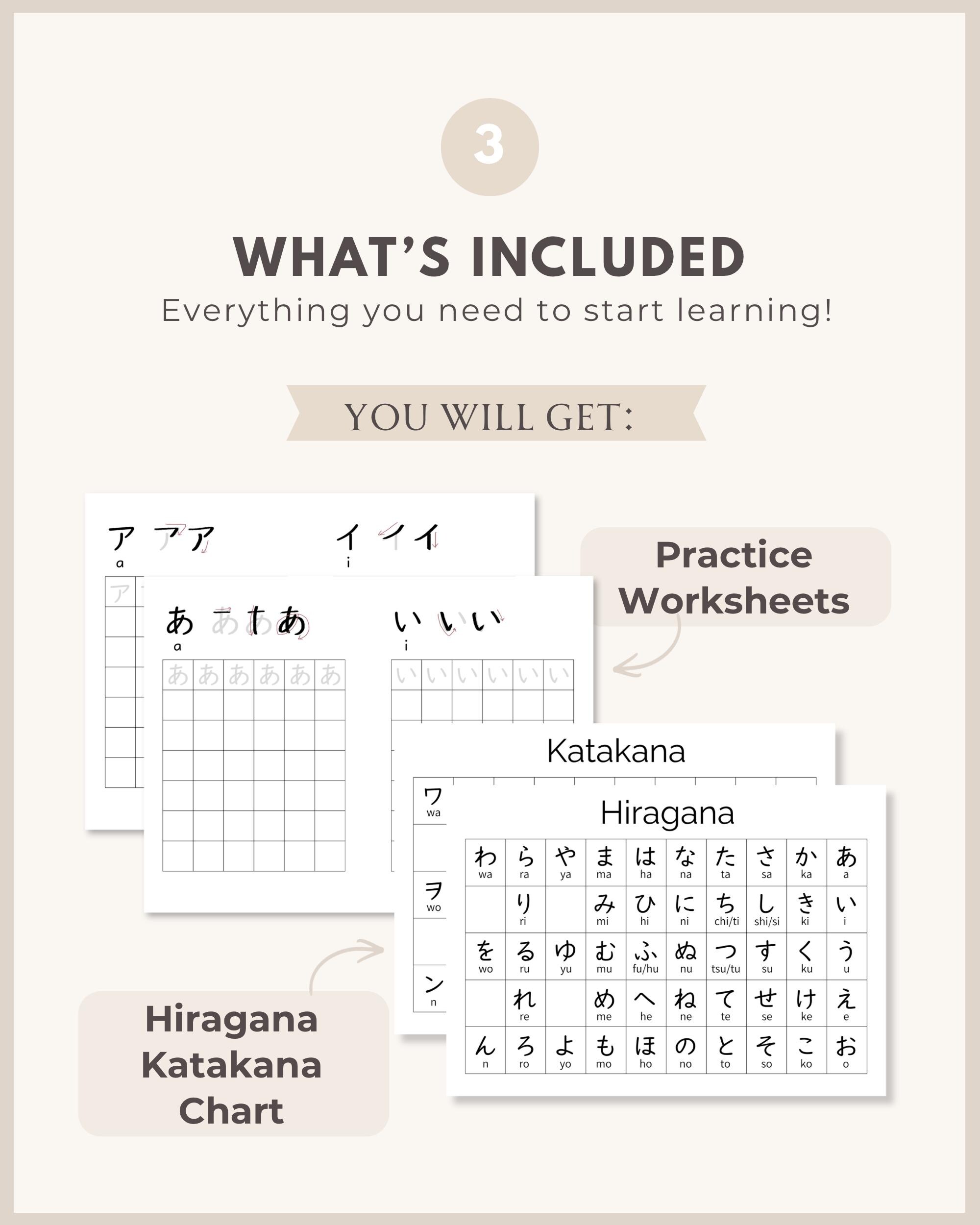 Hiragana & Katakana Practice Worksheets Bundle | Japanese Alphabet ...