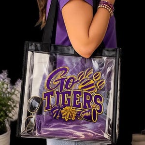Personalized Clear Stadium Bag/Customizable Any Team Any Saying Tote/Waterproof Beach Concert Sporting Event Security Approved Tote Bag