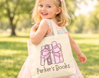 Mochila de lona personalizada para livros: Mochila infantil personalizada para escola, biblioteca, viagens, pré-escola, jardim de infância/volta às aulas.