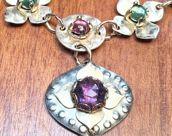Vintage Holly Yashi Eternal Flowers Chain Link Neckace