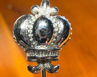 Monet Silver Tone Crown Brooch or Pin