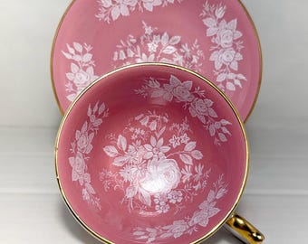 Ansley Fine Bone China Tea Cup and Saucer - White Roses