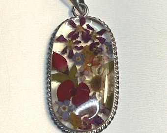 925 Pressed Flower Resin Pendant