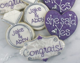 Custom Engagement Sugar Cookies (Set of Six)