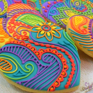 Mehndi Heart Sugar Cookies (Set of Six)