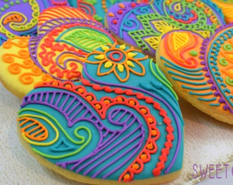 Mehndi Heart Sugar Cookies (Set of Six)