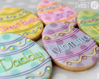 Custom Easter Egg Sugar Cookies (Set of Six)