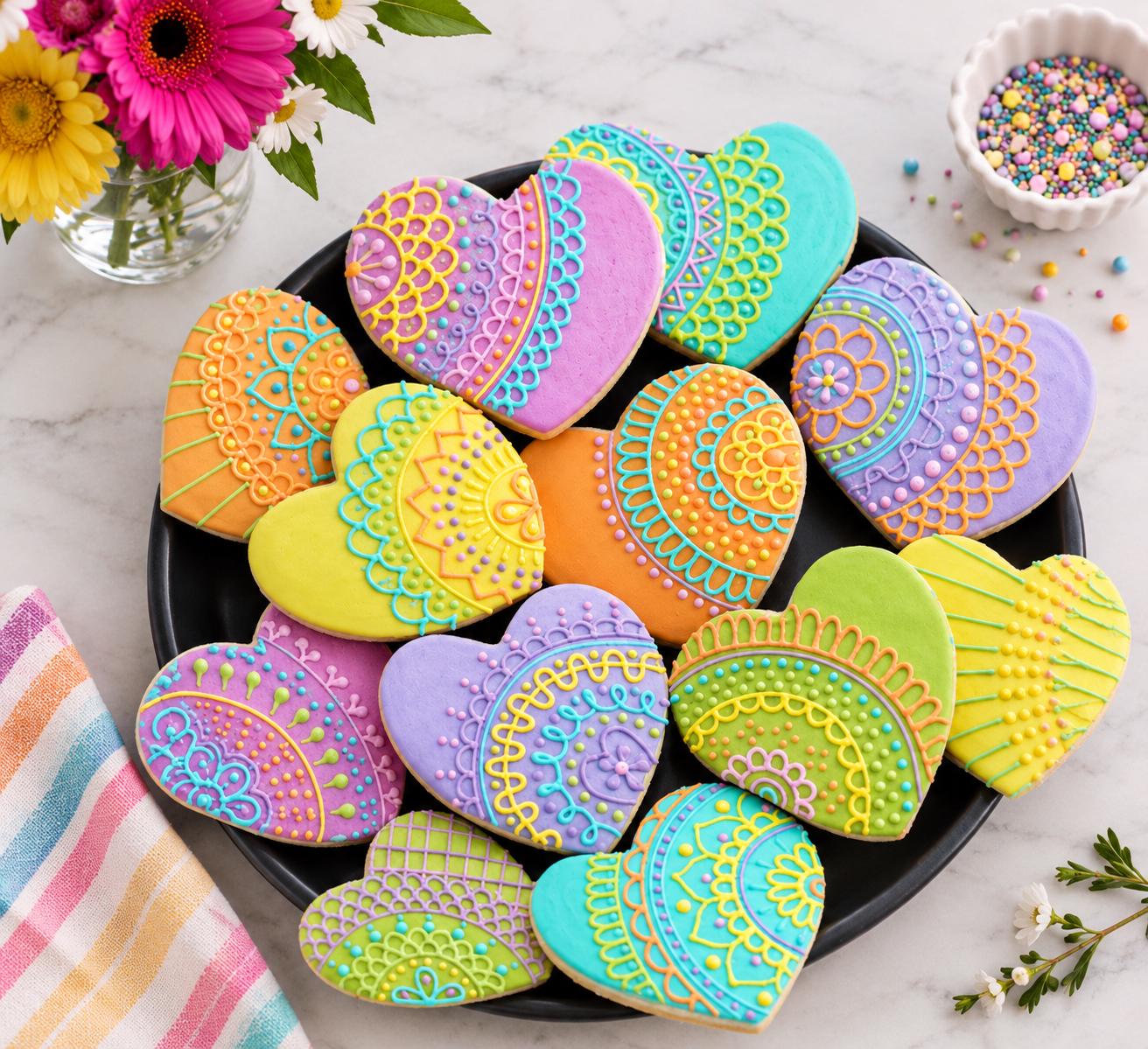Custom Heart Lace Sugar Cookies (Set of Six)