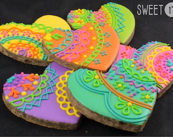 Custom Heart Lace Sugar Cookies (Set of Six)