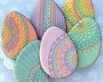Lace Easter Egg Sugar Cookies (Set of Six)
