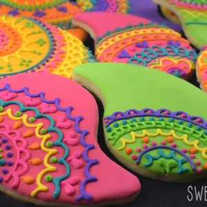 Custom Paisley Lace Sugar Cookies Set of Six image 2