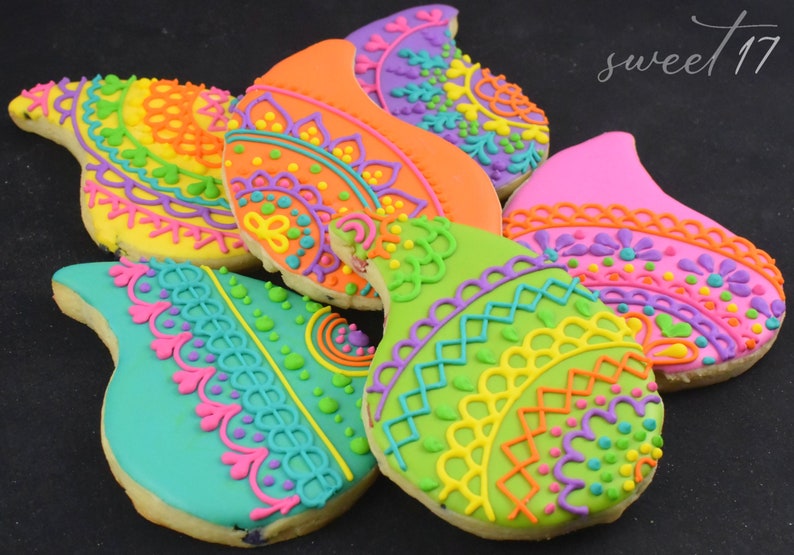 Custom Paisley Lace Sugar Cookies Set of Six image 6