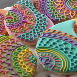 Custom Paisley Lace Sugar Cookies Set of Six image 1