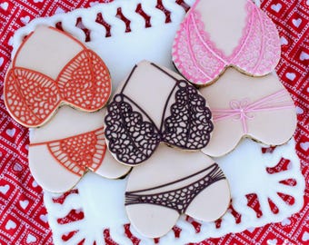 Custom Lingerie Bachelorette Sugar Cookies Set of 6