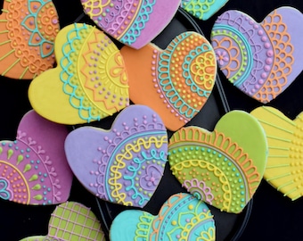 Custom Heart Lace Sugar Cookies (Set of Six)