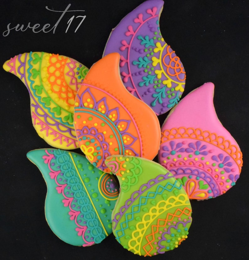 Custom Paisley Lace Sugar Cookies Set of Six image 7