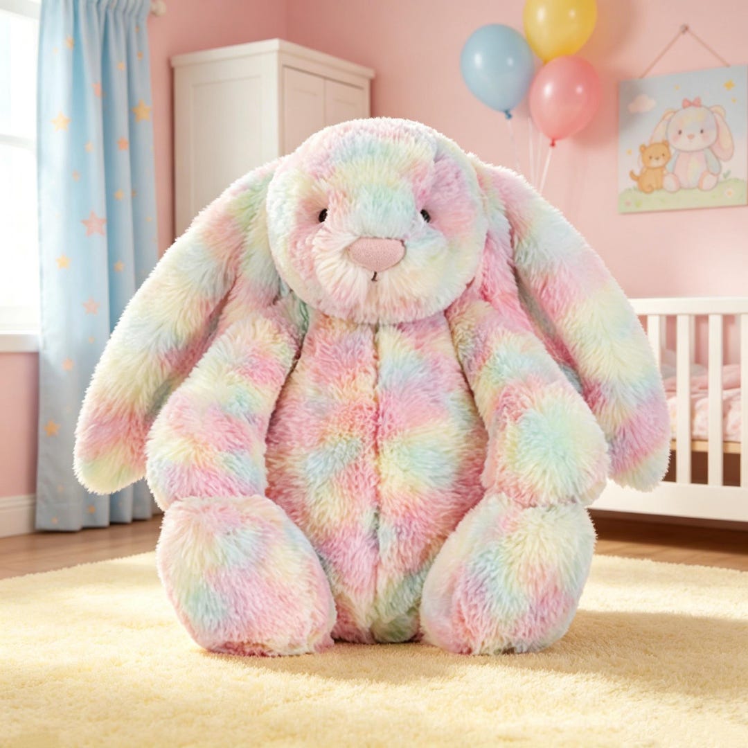 Jellycat Rabbit Decor Jellycat Bashful Bunny Rainbow Soft Plush,whimsical Nursery Decor ...