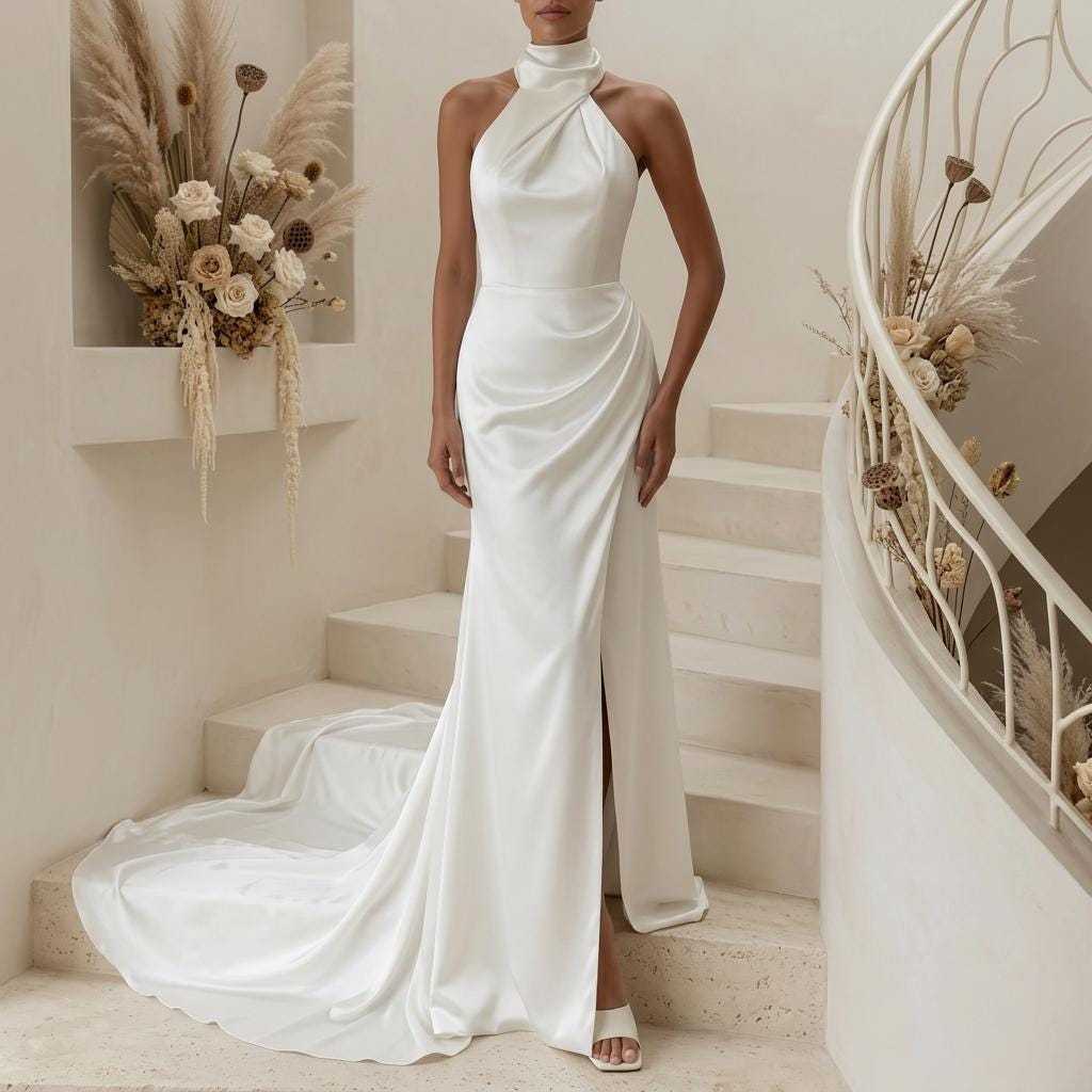 Simple White Mermaid Dress
