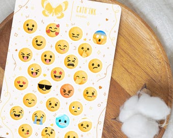 EMOJI Planner Stickers | Cute Emotion Face Sticker Sheet | Fun Mood Tracking & Journaling Stickers