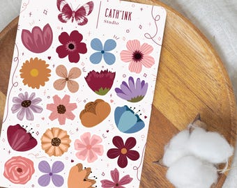 FLORAL Planner Stickers | Soft Pastel Flower Sticker Sheet | Cozy Decor & Journaling Stickers