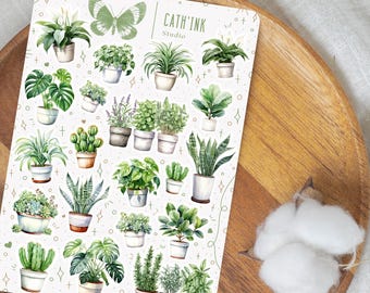 PLANT LOVER Planner Stickers – Cozy Houseplants Sticker Sheet | Soft Botanical Journaling Stickers | Planner & Decor