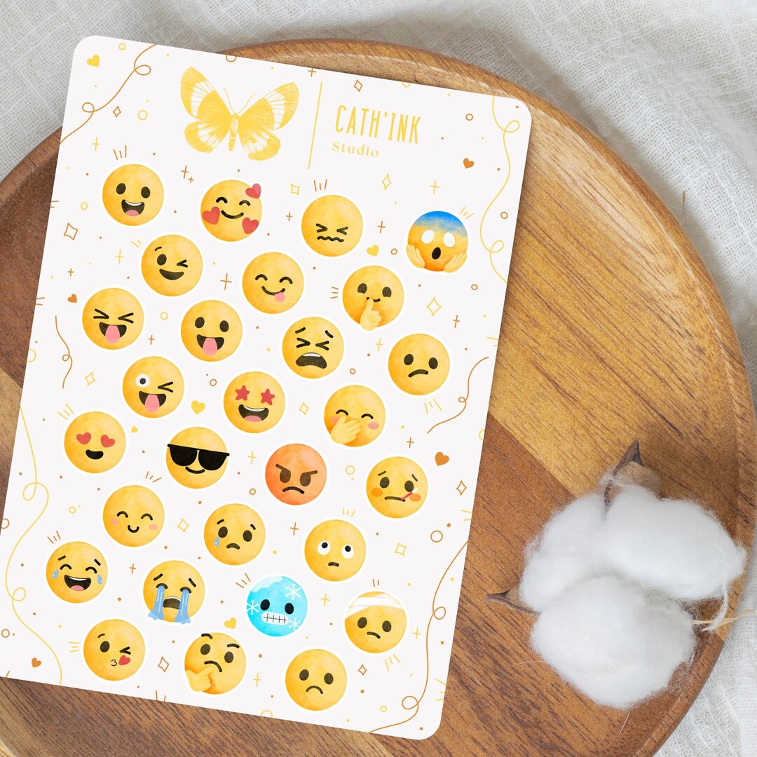 EMOJI Planner Stickers | Cute Emotion Face Stickers | Fun Mood Tracking ...