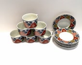 Vintage Georges Briard Tea Coffee Cups Plus Saucers, set of 6, Ancestral Garden