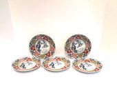 Vintage Georges Briard Salad Plates, set of 5, Ancestral Garden