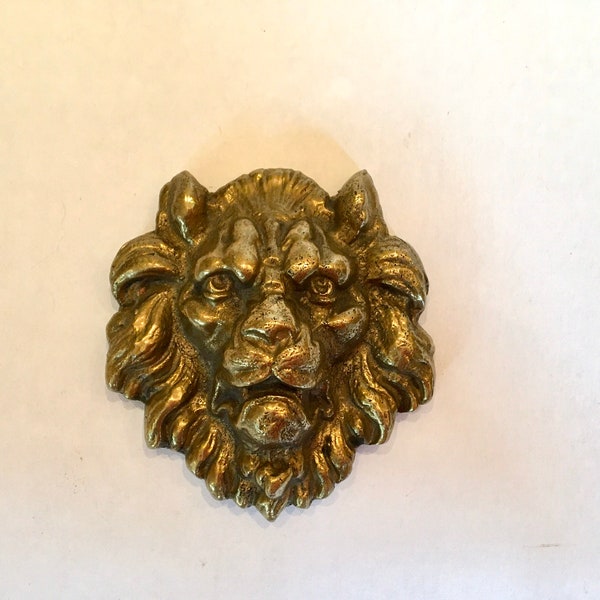 Hollywood Regency Solid Brass Lion Head Paperweight, Coffee Table Decor, Wall Decor, Man Cave Lion, Free Shipping