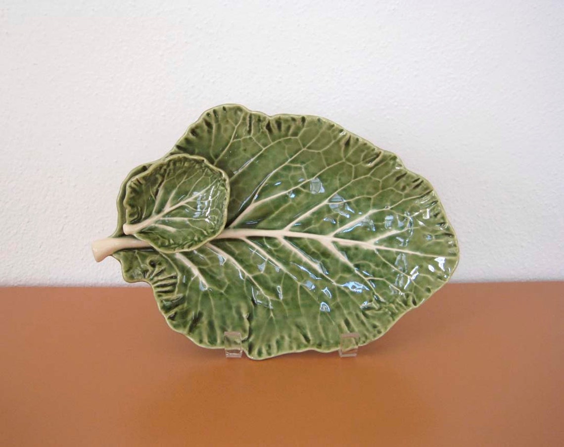 Vintage Ceramic Cabbage Leaf Chip and Dip Dish Bordallo Etsy
