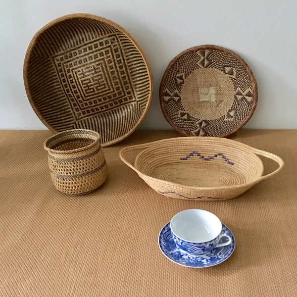 Reserved/////Vintage Woven Straw/Raffia/Seagrass Basket collection