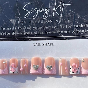 Short Duck French Tip Press On Nails, Gems, Animal Print, Reusable Set