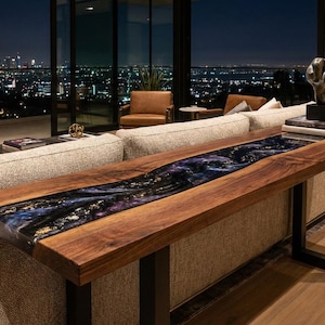 Custom Live Edge Consele, Office Desk, Resin Meeting Table, Personalized Wood & Legs Handmade Epoxy Table